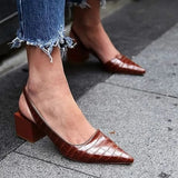 Czółenka Damskie Sztuczna Skóra Slingback | Eleganckie Czarne Szpilki z Regulowanym Paskiem 3