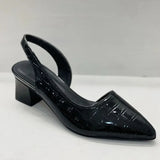 Czółenka Damskie Sztuczna Skóra Slingback | Eleganckie Czarne Szpilki z Regulowanym Paskiem 4