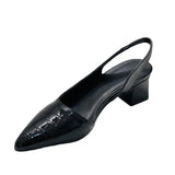 Czółenka Damskie Sztuczna Skóra Slingback | Eleganckie Czarne Szpilki z Regulowanym Paskiem 5