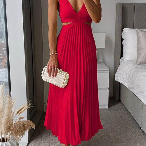 Damska Plisowana Sukienka Midi | Elegancka Letnia Sukienka Na Wesele 1