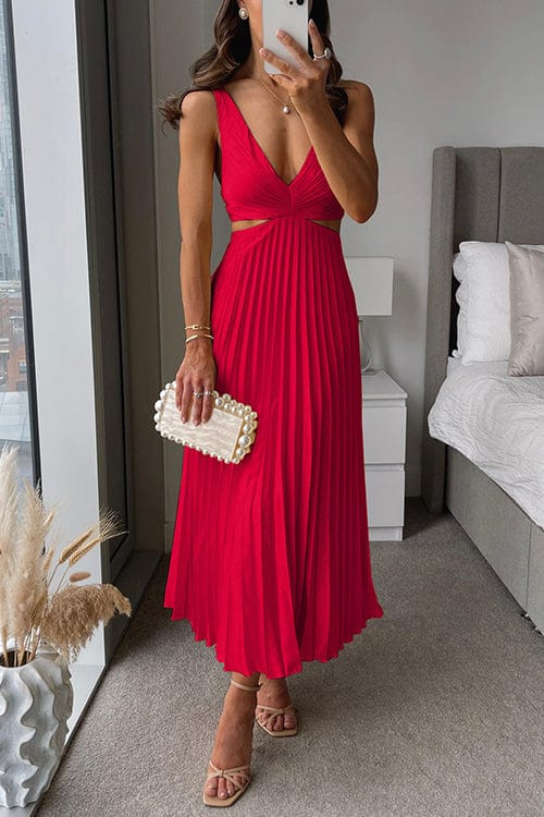 Damska Plisowana Sukienka Midi | Elegancka Letnia Sukienka Na Wesele 1