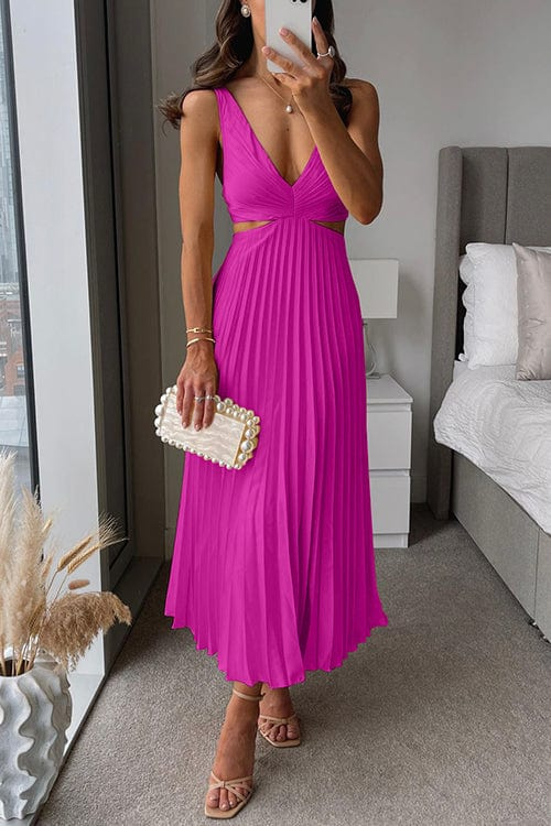 Damska Plisowana Sukienka Midi | Elegancka Letnia Sukienka Na Wesele 2