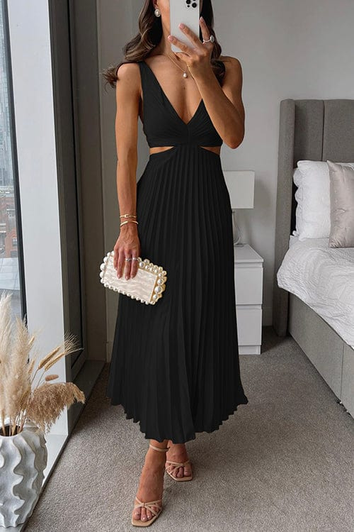 Damska Plisowana Sukienka Midi | Elegancka Letnia Sukienka Na Wesele 3