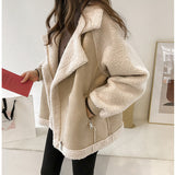 Damski Pluszowy Płaszcz Zimowy | Wygodny Oversize Shearling Coat 0