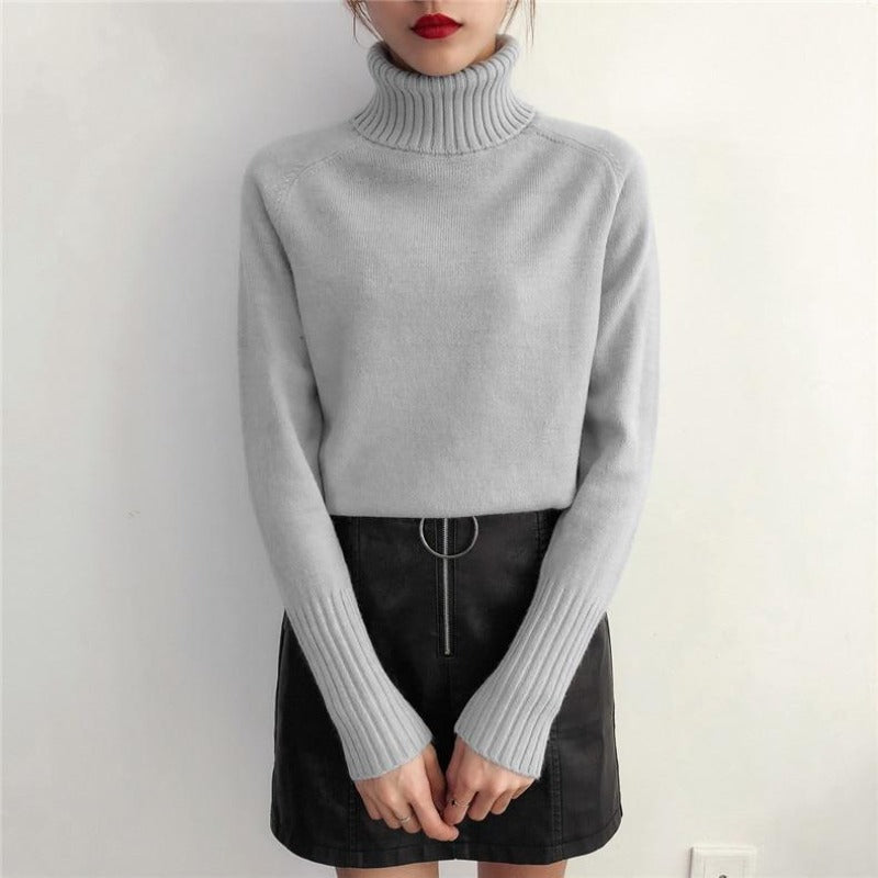 Damski Wysokiej Jakości Sweter z Golfem | Dopasowany Casual Jesienny Sweter 2