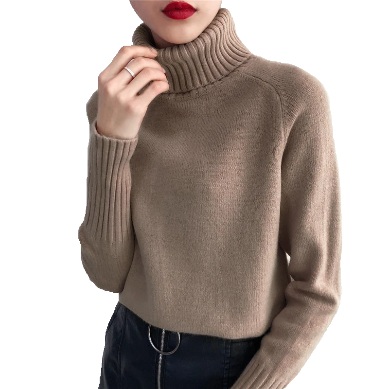 Damski Wysokiej Jakości Sweter z Golfem | Dopasowany Casual Jesienny Sweter 5