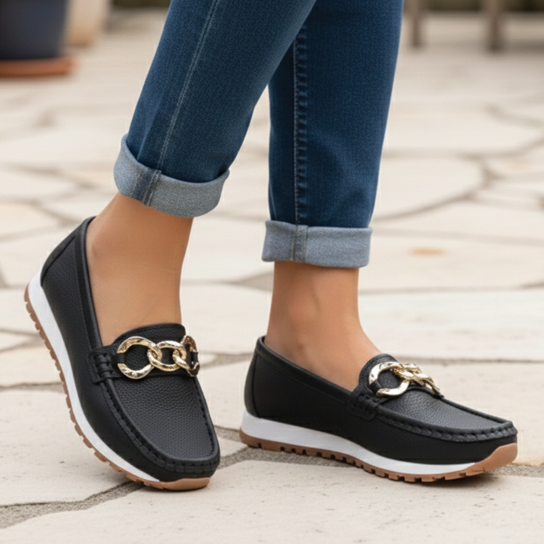 Damskie Wegańskie Mokasyny | Eleganckie Płaskie Buty z Klamrą na Co Dzień 1