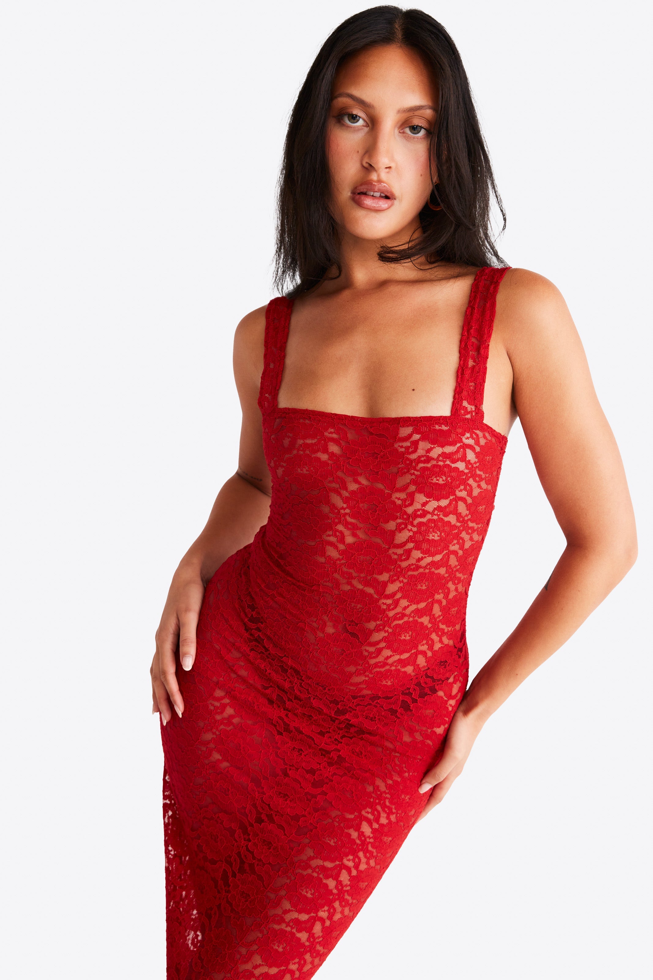 Kobieta Sukienka Sztruksowa Czerwona Sukienka na Wesele | Elegancka Vintage Dress z Kwadratowym Dekoltem 2