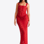 Kobieta Sukienka Sztruksowa Czerwona Sukienka na Wesele | Elegancka Vintage Dress z Kwadratowym Dekoltem 3