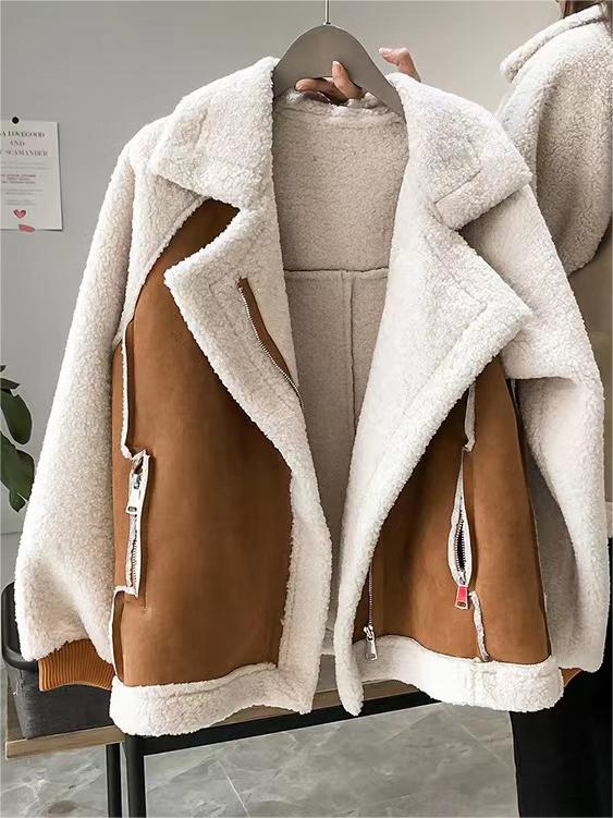 Kurtka Damska Wegańska Zamszowa Oversize | Stylowa Ciepła Kurtka Zimowa 5
