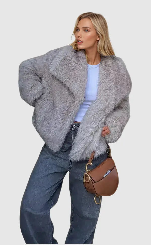 Luksusowa Kurtka Ze Sztucznego Futra Damska z Obszernym Krojem | Elegancki Styl na Chłodne Dni 2